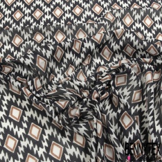 Voile de coton motif branchage tropicale fond marine
