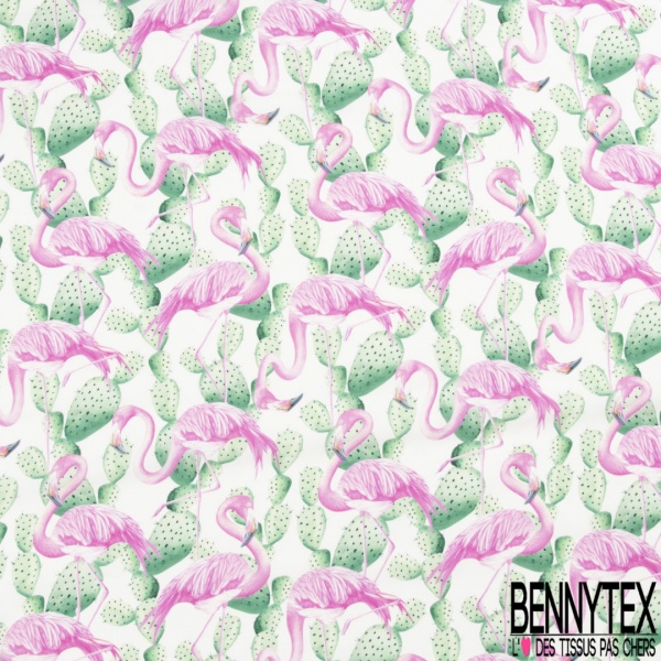Fibranne Viscose imprimé fleur dessinée au pinceau fond écru