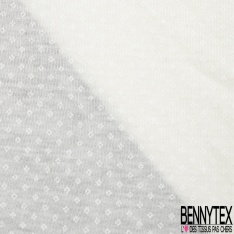 Jersey coton fin imprimé rayure horizontale opaque transparente ton sur ton blanc optique