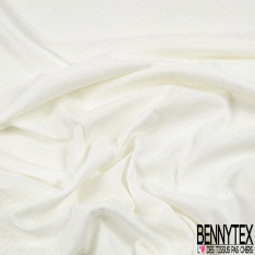 Jersey coton fin imprimé rayure horizontale opaque transparente ton sur ton blanc optique