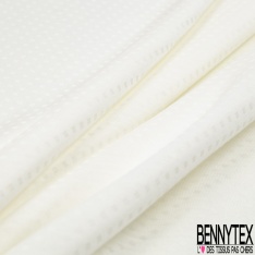 Jersey coton fin imprimé rayure horizontale opaque transparente ton sur ton blanc optique