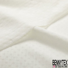 Jersey coton fin imprimé rayure horizontale opaque transparente ton sur ton blanc optique