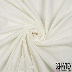 Jersey coton fin imprimé rayure horizontale opaque transparente ton sur ton blanc optique