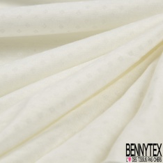 Jersey coton fin imprimé rayure horizontale opaque transparente ton sur ton blanc optique