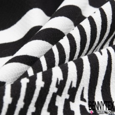 Coton damassé élasthanne grand motif abstrait noir blanc optique