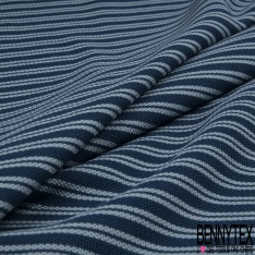 Jersey coton piqué fin uni bleu nuit grande laize