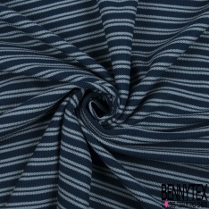 Jersey coton piqué fin uni bleu nuit grande laize