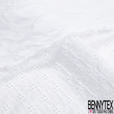 Broderie anglaise coloris blanc optique losange fantaisie