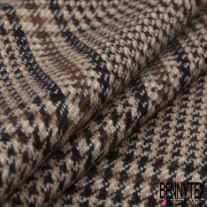 Milano de laine viscose imprimé pied de puce noir bordeaux fond sable