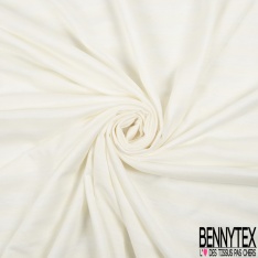 Jersey viscose imprimé grande fleur éparse naïve fond blanc cassé