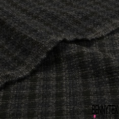Milano de laine lourd de luxe imprimé mini quadrillage chiné noir marron écru