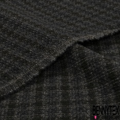Milano de laine lourd de luxe imprimé mini quadrillage chiné noir marron écru