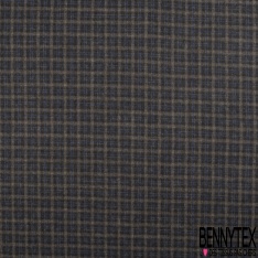 Milano de laine lourd de luxe imprimé mini quadrillage chiné noir gris souris anthracite