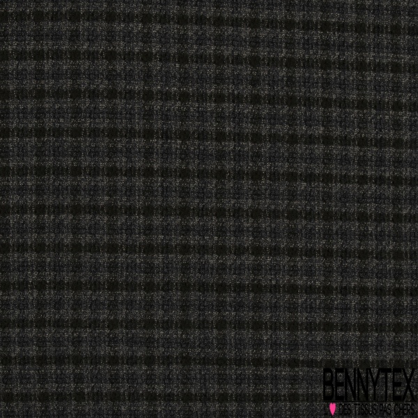 Laine gaufrée de luxe effet nid d'abeille uni mini carreau noir anthracite chiné écru