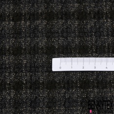 Laine gaufrée de luxe effet nid d'abeille uni mini carreau noir anthracite chiné écru
