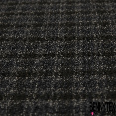 Laine gaufrée de luxe effet nid d'abeille uni mini carreau noir anthracite chiné écru