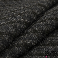 Laine gaufrée de luxe effet nid d'abeille uni mini carreau noir anthracite chiné écru