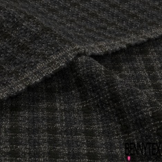 Laine gaufrée de luxe effet nid d'abeille uni mini carreau noir anthracite chiné écru