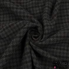 Laine gaufrée de luxe effet nid d'abeille uni mini carreau noir anthracite chiné écru