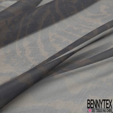 Mousseline soie krinkle imprimé damassé baroque ton ocre acajou roux brun café marine