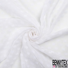 Mousseline soie motif sinusoïde horizontale blanc bijou persan fond brodé losange
