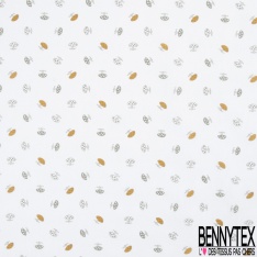 Coton Crétonne imprimé petit pois blanc fond beige