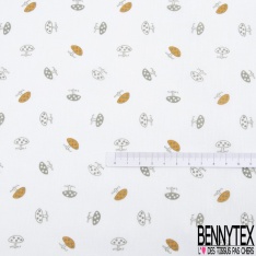 Coton Crétonne imprimé petit pois blanc fond beige