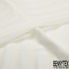 Jersey coton fin imprimé marinière écru blanc optique
