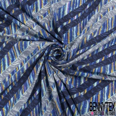 Microfibre lingerie polyamide élasthanne imprimé iris fond bleu
