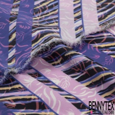 Microfibre lingerie polyamide élasthanne imprimé rayure fantaisie ton bleu