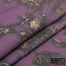 Microfibre lingerie polyamide élasthanne imprimé rayure fantaisie ton violet
