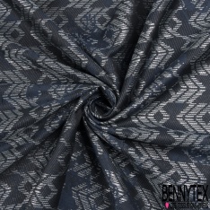 Jacquard laine soie créateur motif léopard stylisé noir rouge minéral métal argent