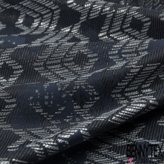 Jacquard laine soie créateur motif léopard stylisé noir rouge minéral métal argent