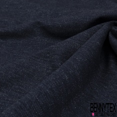 Jersey coton piqué fin uni bleu insigne chiné grande laize