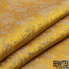 Jacquard soie viscose de luxe petit motif floral navy éclipse totale