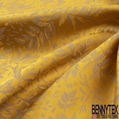 Jacquard soie viscose de luxe petit motif floral navy éclipse totale
