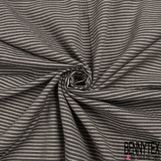 Drap de laine grattée costume de luxe rayure perle anthracite verticale