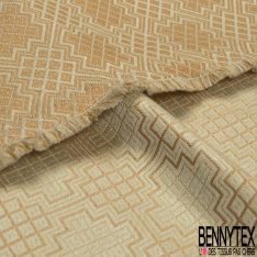 Jacquard polyester de luxe motif abstrait ocre biche des bois
