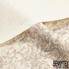 Gabardine de coton haute Couture imprimé toile de jouy framboise fond blanc discret