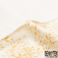 Toile de coton satiné haute Couture imprimé toile de jouy ange or de pépite fond blanc discret