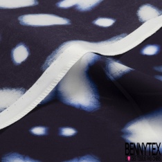 Popeline coton imprimé tie and die marine blanc optique