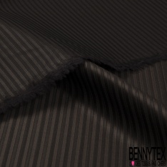 Jacquard soie de luxe motif jeux de rayure fantaisie horizontale ton sur ton charbon noir