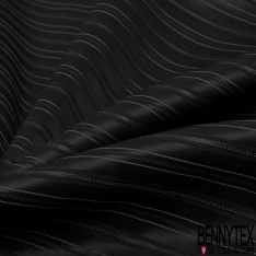 Jacquard soie de luxe motif rayure fantaisie texturée horizontale ocre noir