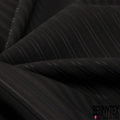 Jacquard soie de luxe motif rayure fantaisie texturée horizontale parme noir