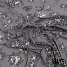 Microfibre lingerie polyamide fin élasthanne imprimé floral champêtre ton sur ton marine