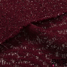 Coupon 3m maille tricot dentelle ajourée fine marine lurex argent