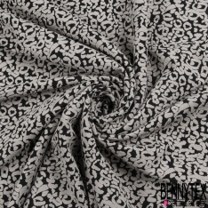 Coupon 3m maille gaufrée motif léopard angora fond noir
