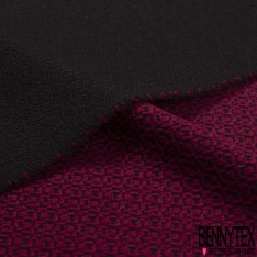 Coupon 3m maille gaufrée motif géométrique angora fond noir