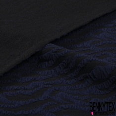 Coupon 3m maille gaufrée motif zébre angora fond noir