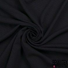 Coupon 3m maille gaufrée motif zébre marine fond noir